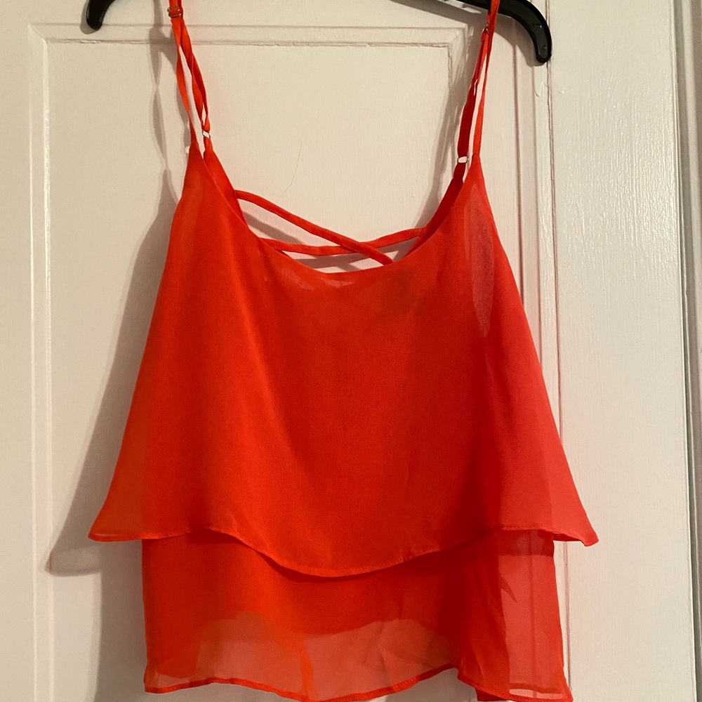Orange layered spaghetti strap blouse